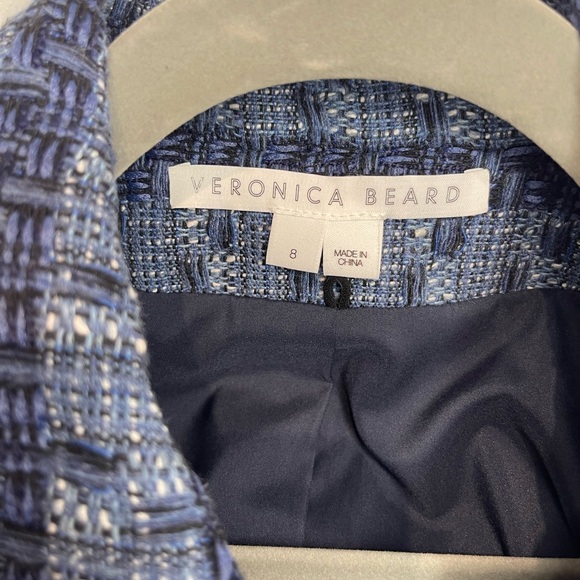 $698 Veronica Beard Cutaway Dickey Jacket Blazer blue luxe fringe trim tweed 8 - Picture 15 of 16